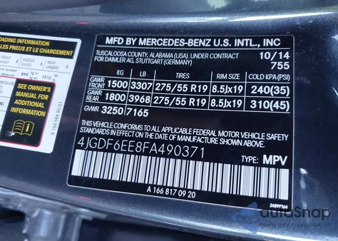 2015 Mercedes-Benz Gl 450 4Matic z USA, uszkodzony, nr VIN 4JGDF6EE8FA490371